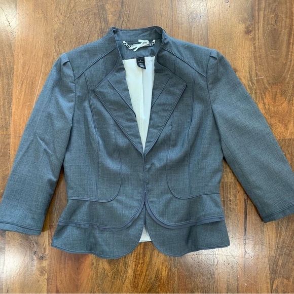 White House Black Market Gray Wool Blend Blazer 6 - Picture 6 of 8